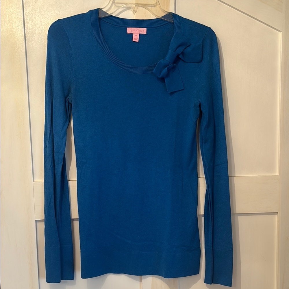 Lilly Pulitzer Women's Truro Blue Sweater with Bow Detail - Size M